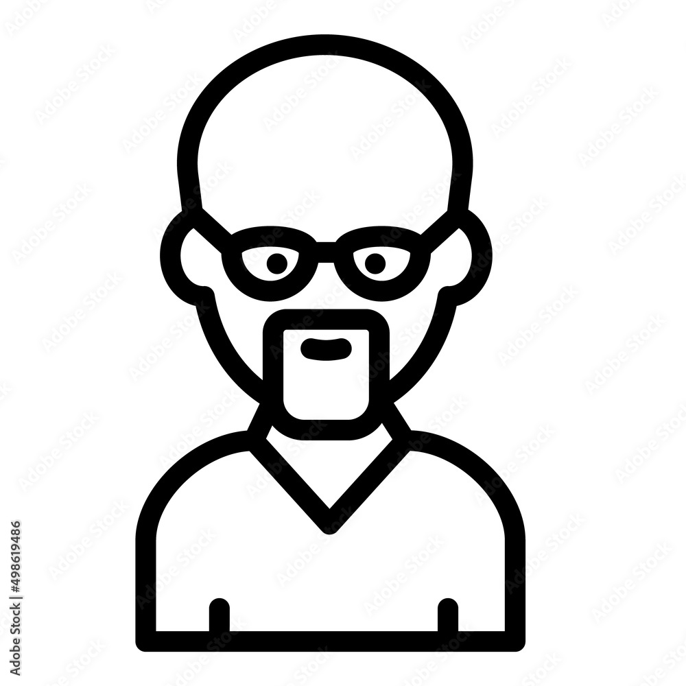 Man Beard User Avatar Flat Icon Isolated On White Background