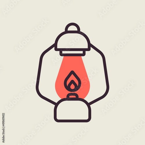 Vintage camping lantern vector isolated icon