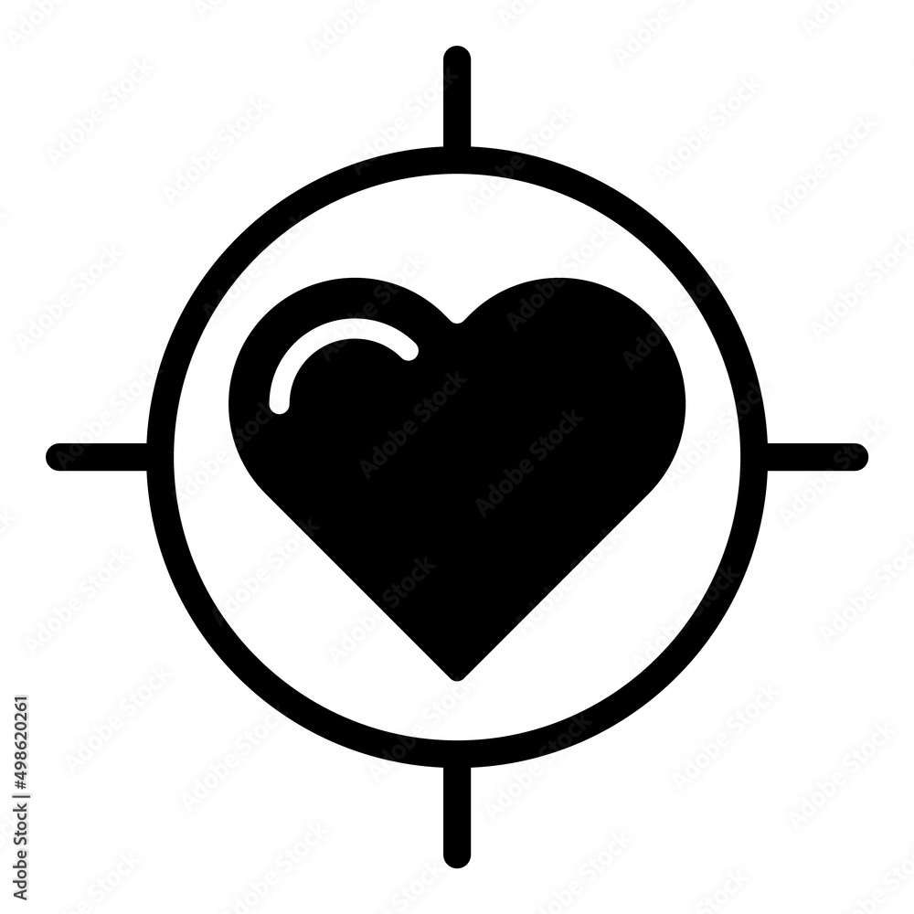 Obraz premium Heart Target Flat Icon Isolated On White Background