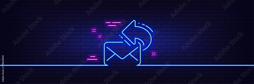 Neon light glow effect. Share mail line icon. New newsletter sign. Phone E-mail symbol. 3d line neon glow icon. Brick wall banner. Share mail outline. Vector Neon light glow effect. Share mail line icon. New newsletter sign. Phone E-mail symbol. 3d line neon glow icon. Brick wall banner. Share mail outline. Vector