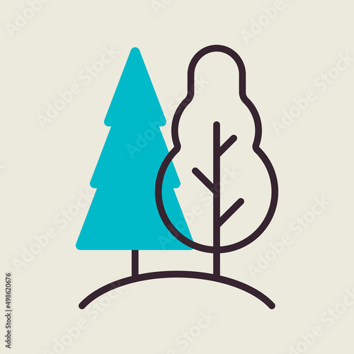 Deciduous and conifer forest vector icon