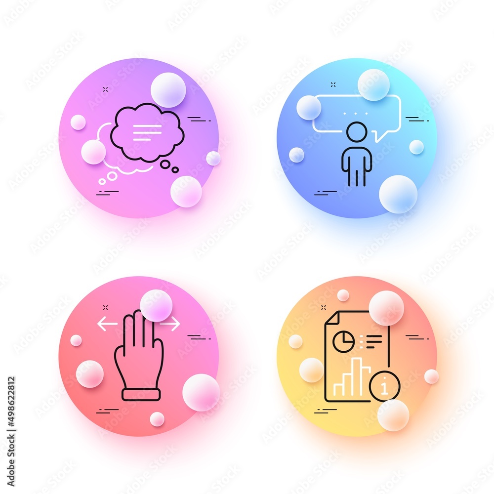 Multitasking gesture, Consulting business and Report minimal line icons. 3d spheres or balls buttons. Text message icons. For web, application, printing. Swipe, Conference, Research file. Vector Multitasking gesture, Consulting business and Report minimal line icons. 3d spheres or balls buttons. Text message icons. For web, application, printing. Swipe, Conference, Research file. Vector