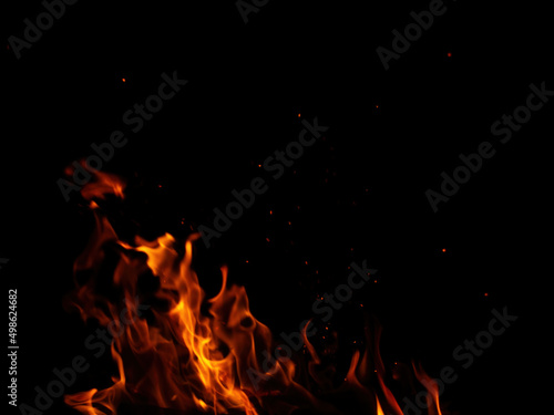 Abstract flame of fire from a campfire on a black background © Andrey