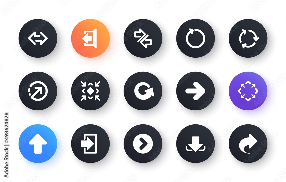 Arrow icons. Download, Synchronize and Share. Navigation classic icon set. Circle web buttons. Vector Arrow icons. Download, Synchronize and Share. Navigation classic icon set. Circle web buttons. Vector