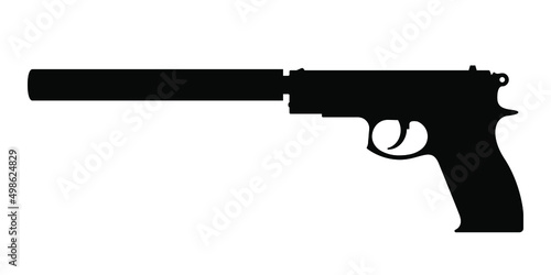 Pistol icon. Handgun icon isolated. Black gun sign. Vector illustration. Gun icon