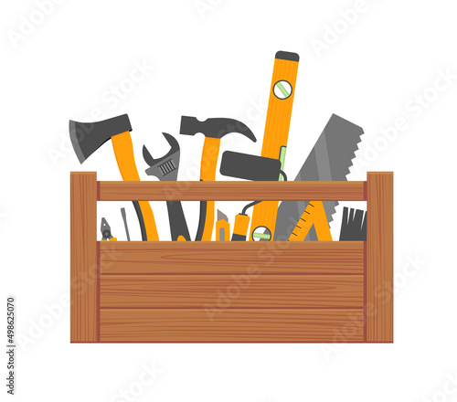 Repair and construction tools vector concept. Illustration of toolbox for construction, screwdriver and wrench