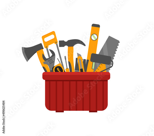 Repair and construction tools vector concept. Illustration of toolbox for construction, screwdriver and wrench