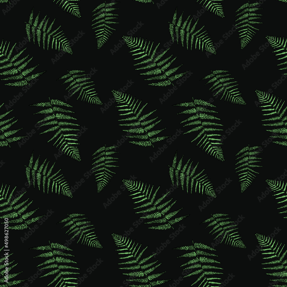 Vector pattern with green forest fern