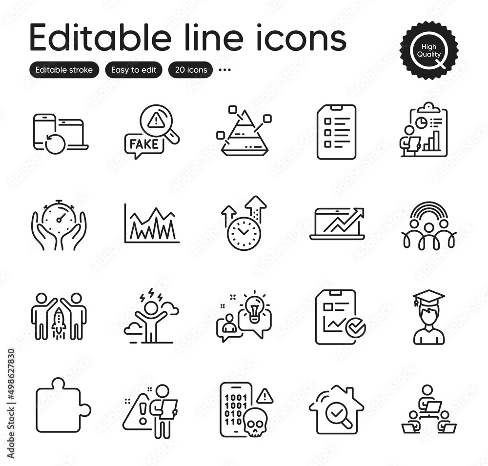Set of Education outline icons. Contains icons as Checklist, Report checklist and Inspect elements. Cyber attack, Idea, Puzzle web signs. Student, Partnership, Teamwork elements. Vector Set of Education outline icons. Contains icons as Checklist, Report checklist and Inspect elements. Cyber attack, Idea, Puzzle web signs. Student, Partnership, Teamwork elements. Vector