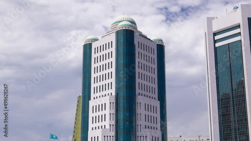 The building of the Senate of the government of the Republic of Kazakhstan timelapse hyperlapse in Astana photo