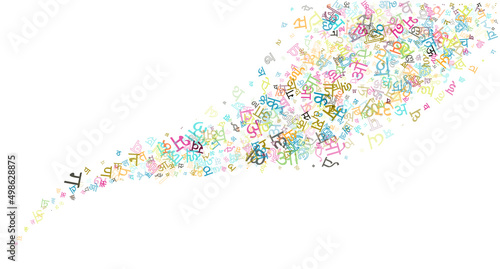 Colorful vector background made from Hindi alphabets, scripts, letters or characters in flat style.