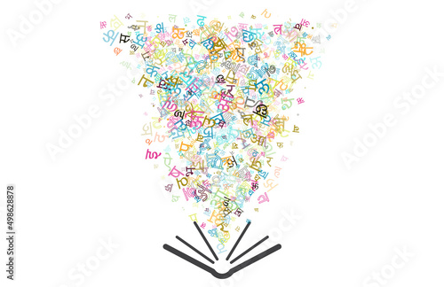 Colorful vector background made from Hindi alphabets, scripts, letters or characters in flat style.