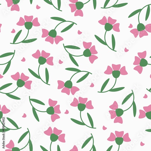 flowers pattern seamless flat style vector
