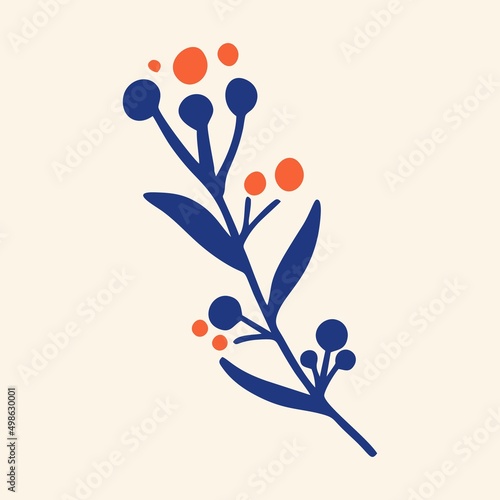 Φωτογραφία Blue nya branch with red berries, zanchok, logo.