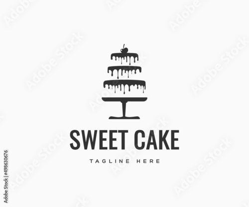 Cake logo design template. Birthday cake logo design. Cake vector icon