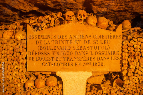 фотографія The Catacombs of Paris underground ossuaries, which hold the remains of more than six million people