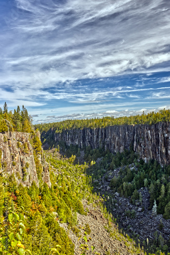 Clouds are in parallel to the Canyon wall - Ouimet Canyon, Thunder Bay, ON, Canada