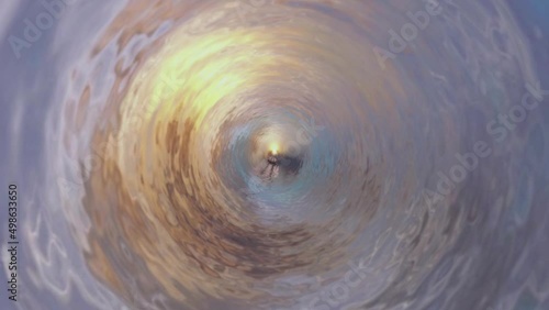 Tunnel of clouds leads to the ship
