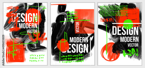 posts on social media vector illustration. Stylish graphics templates posts. dynamic abstractions typography photo. modern art paint and brush stains, fitness subjects gym. design frame posts