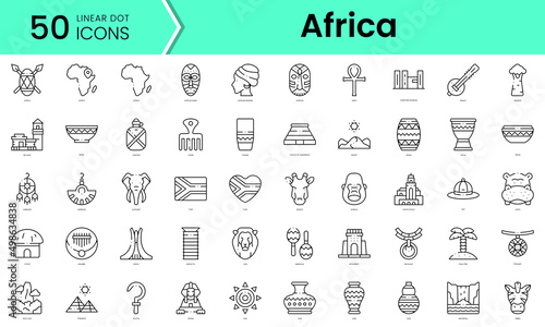 Set of africa icons. Line art style icons bundle. vector illustration