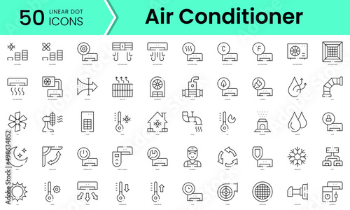 Set of air conditioner icons. Line art style icons bundle. vector illustration