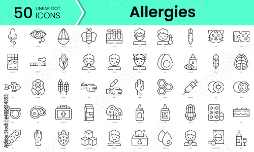 Set of allergies icons. Line art style icons bundle. vector illustration