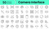 Set of camera interface icons. Line art style icons bundle. vector illustration