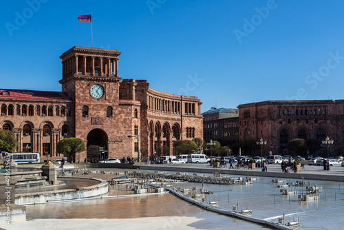 Yerevan, Armenia - 12 April 2022: Government House old building in Republic square, Hraparak.  photo