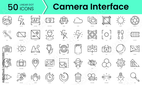 Set of camera interface icons. Line art style icons bundle. vector illustration photo