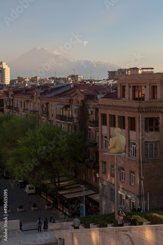 Mount Ararat and Yerevan viewed from Cascade at sunset, Yerevan, Armenia, Middle East, Asia © Анастасия Смирнова