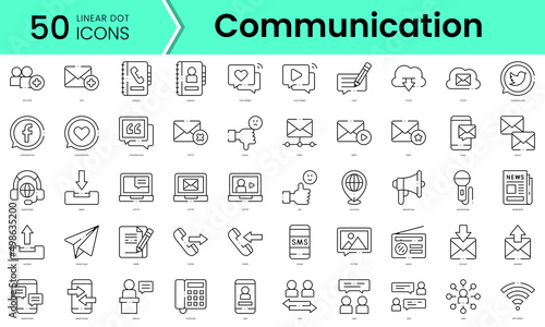 Set of communication icons. Line art style icons bundle. vector illustration