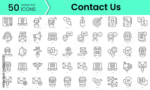 Set of contact us icons. Line art style icons bundle. vector illustration