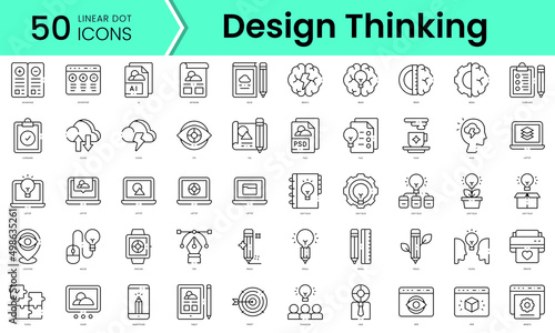 Set of design thinking icons. Line art style icons bundle. vector illustration