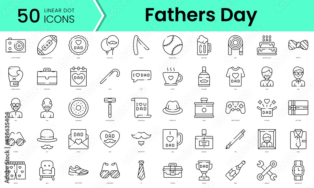 Set of fathers day icons. Line art style icons bundle. vector illustration