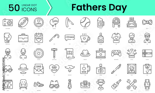 Set of fathers day icons. Line art style icons bundle. vector illustration