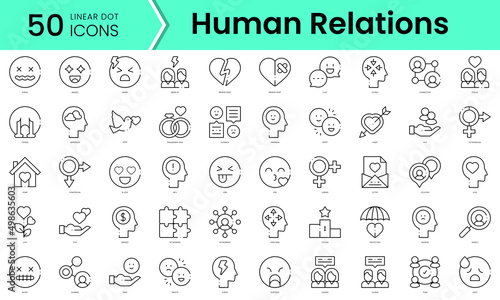 Set of human relations and emotions icons. Line art style icons bundle. vector illustration