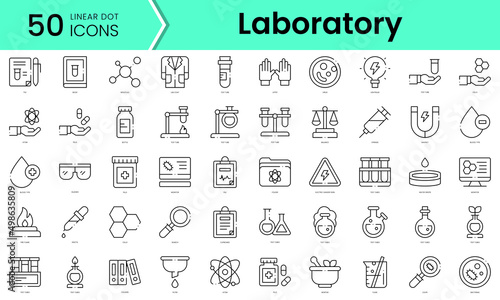 Set of laboratory icons. Line art style icons bundle. vector illustration