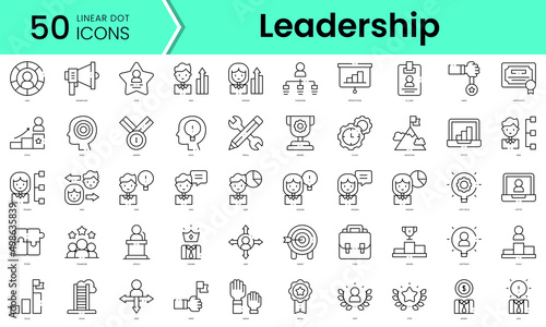 Set of leadership icons. Line art style icons bundle. vector illustration