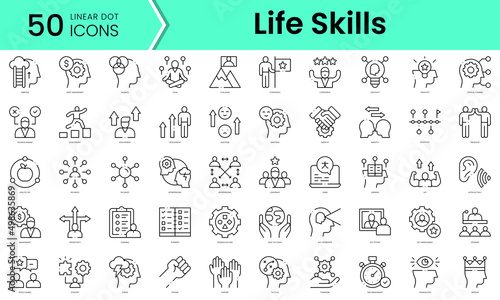 Set of life skills icons. Line art style icons bundle. vector illustration