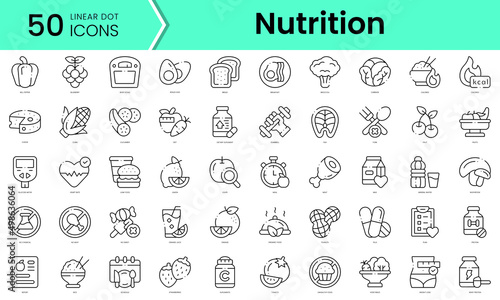Set of nutrition icons. Line art style icons bundle. vector illustration
