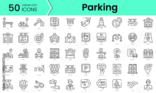 Set of parking icons. Line art style icons bundle. vector illustration