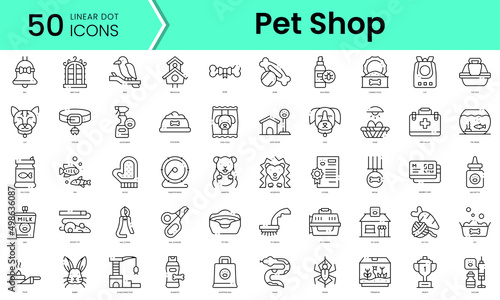 Set of pet shop icons. Line art style icons bundle. vector illustration