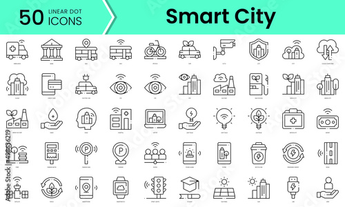 Set of smart city icons. Line art style icons bundle. vector illustration