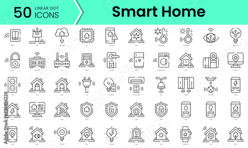 Set of smart home icons. Line art style icons bundle. vector illustration
