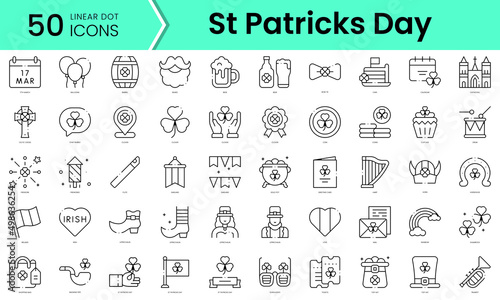 Set of st patricks day icons. Line art style icons bundle. vector illustration