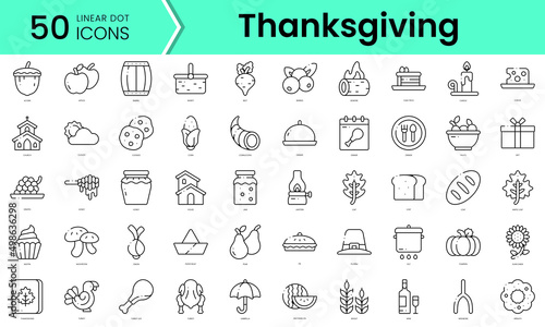 Set of thanksgiving icons. Line art style icons bundle. vector illustration