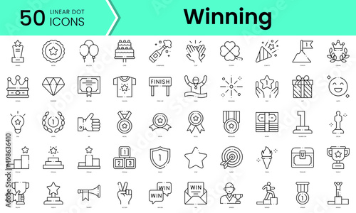 Set of winning icons. Line art style icons bundle. vector illustration