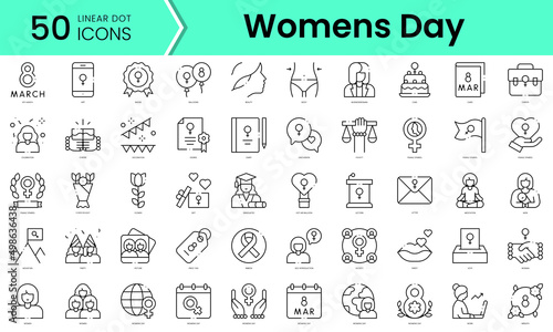 Set of womens day icons. Line art style icons bundle. vector illustration
