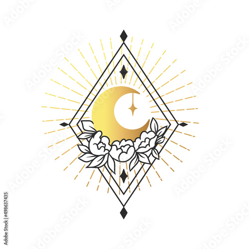 Moon Mystical Icon logo. Vector Illustration. photo