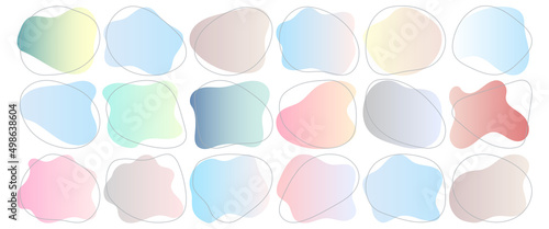 Organic blob shape with irregular form abstract gradient color vector illustration. Random oval figure with line, asymmetric spot, round amoeba blot. Set of contemporary bubble blotch background photo